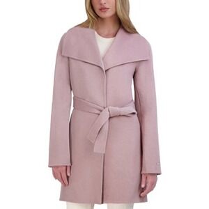 Tahari‎ Women's Powder Pink Double Face Fabric Shawl Collar Wrap Coat S